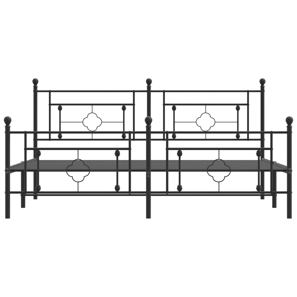Sengeramme i metall med hode- og fotgavl svart 183x213 cm