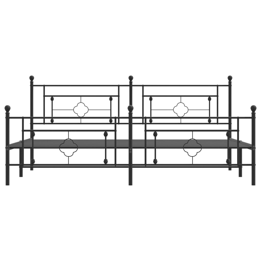 Sengeramme i metall med hode- og fotgavl svart 200x200 cm