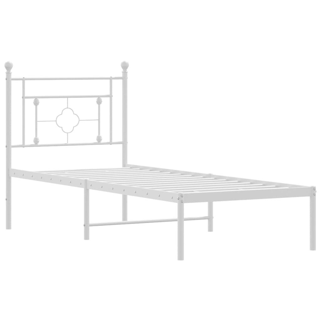 Sengeramme i metall med hodegavl hvit 80x200 cm