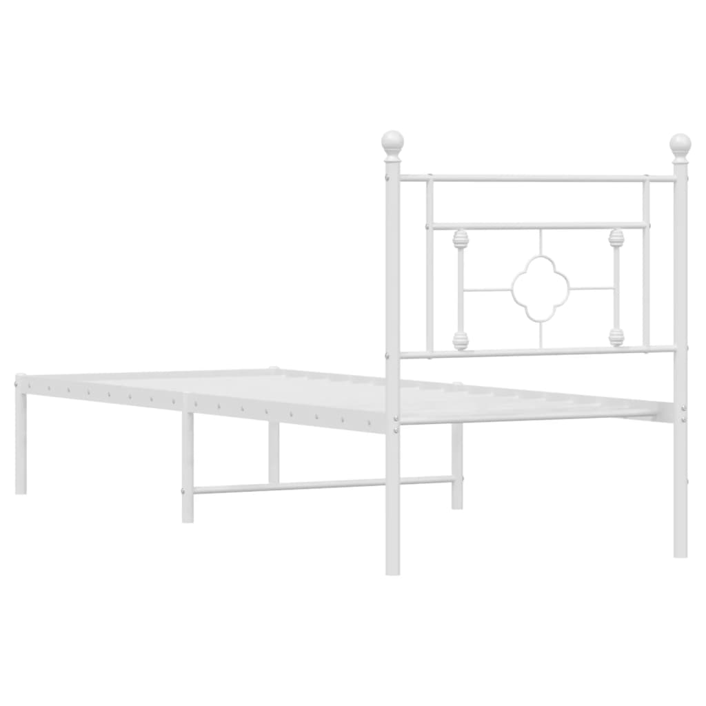 Sengeramme i metall med hodegavl hvit 80x200 cm
