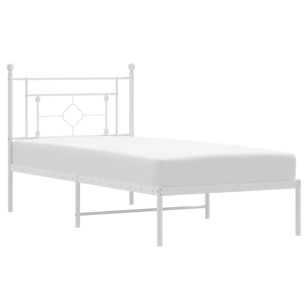 Sengeramme i metall med hodegavl hvit 90x200 cm