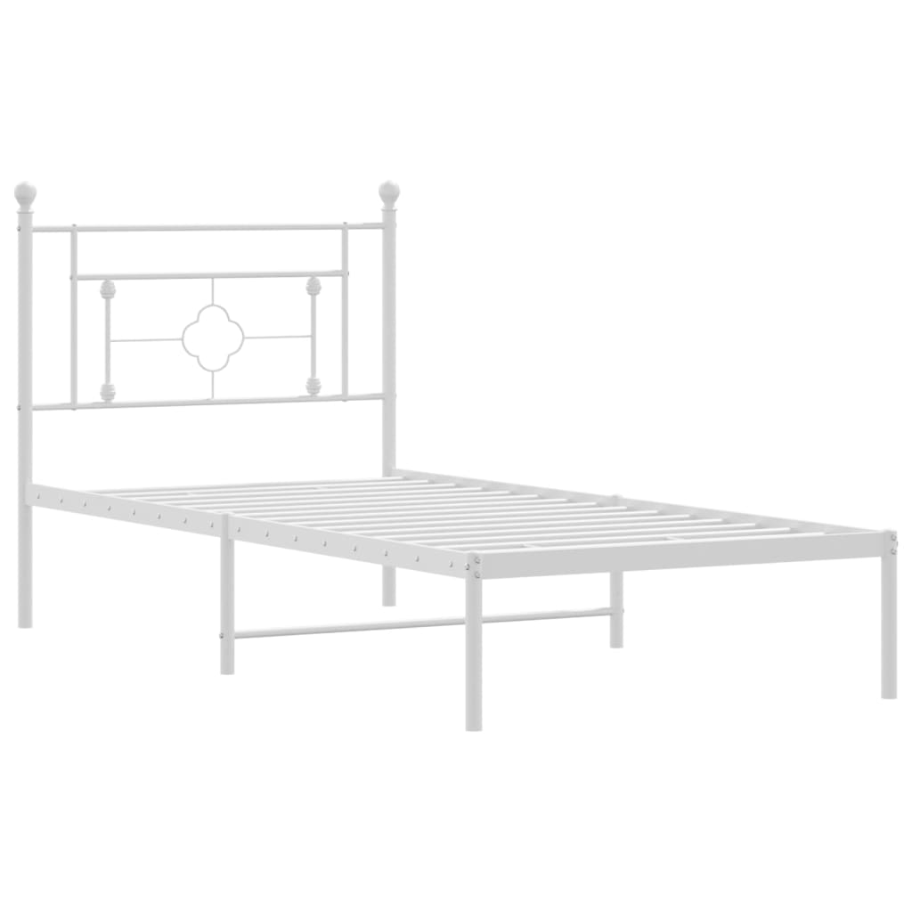 Sengeramme i metall med hodegavl hvit 90x200 cm