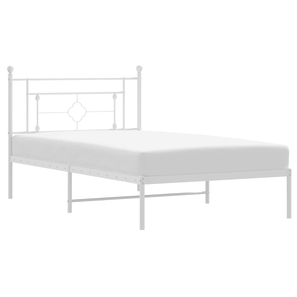Sengeramme i metall med hodegavl hvit 107x203 cm