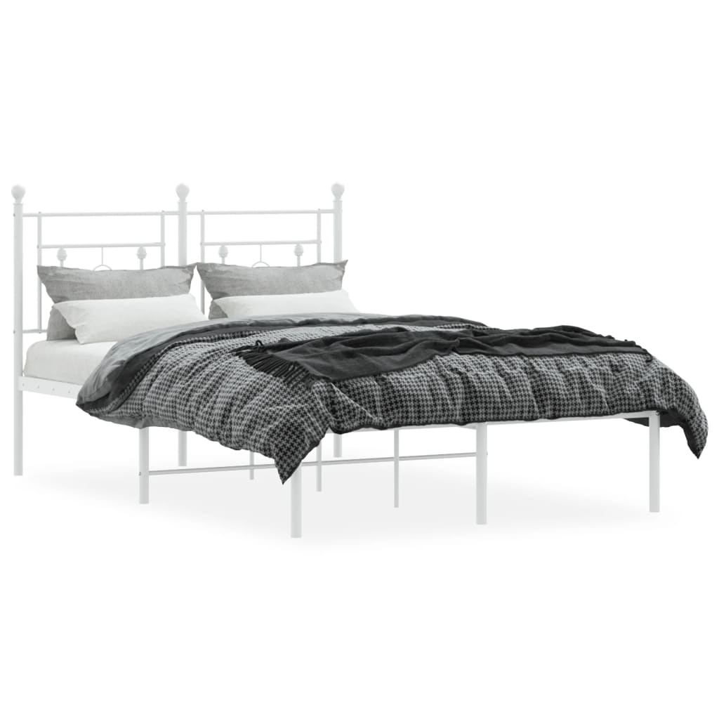 Sengeramme i metall med hodegavl hvit 120x190 cm