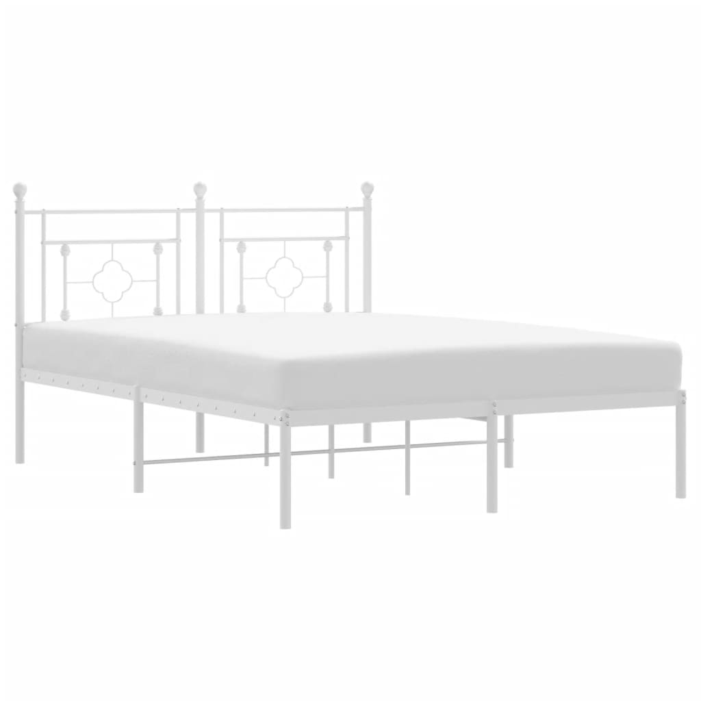 Sengeramme i metall med hodegavl hvit 135x190 cm