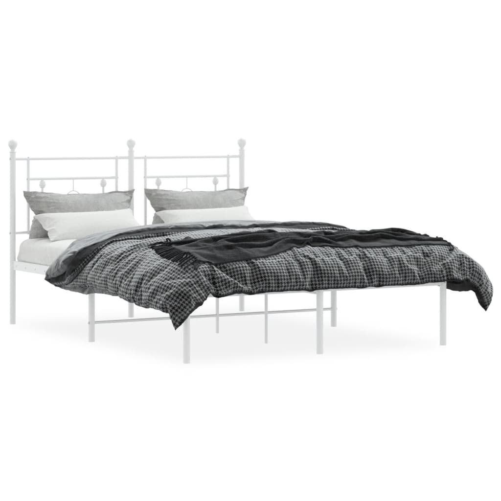 Sengeramme i metall med hodegavl hvit 135x190 cm