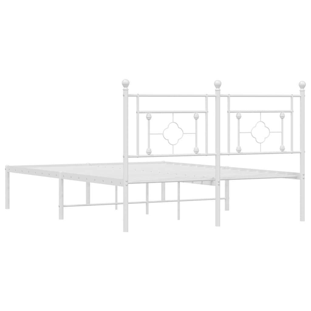 Sengeramme i metall med hodegavl hvit 135x190 cm