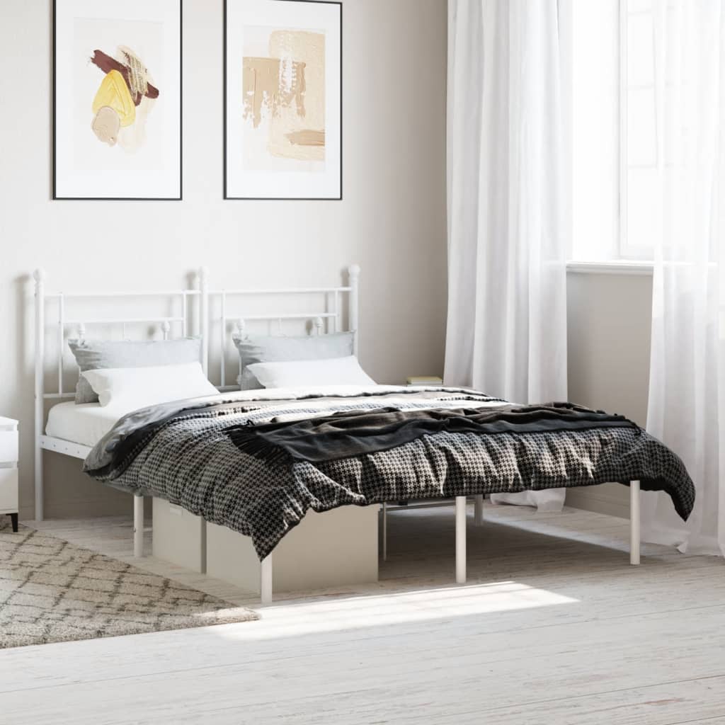 Sengeramme i metall med hodegavl hvit 135x190 cm
