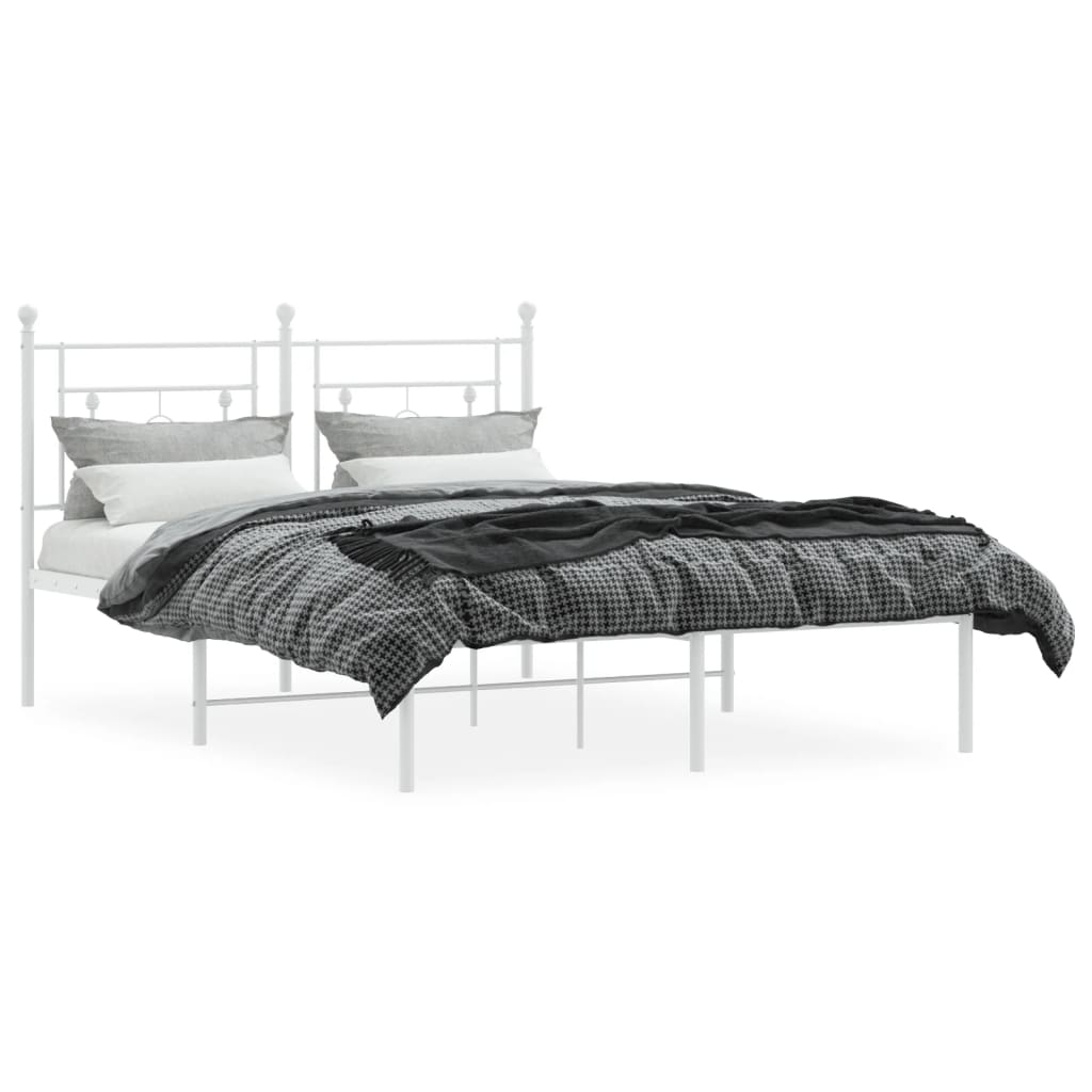 Sengeramme i metall med hodegavl hvit 140x190 cm