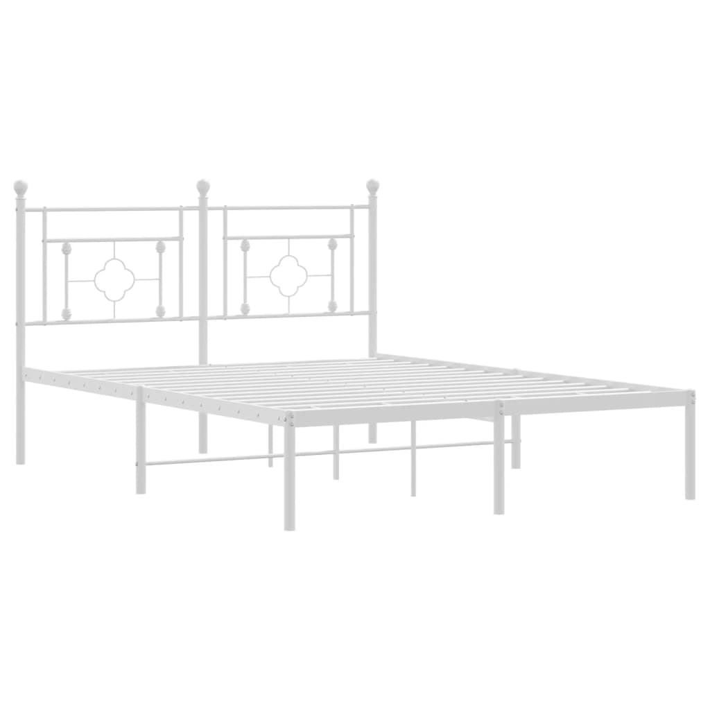 Sengeramme i metall med hodegavl hvit 140x190 cm