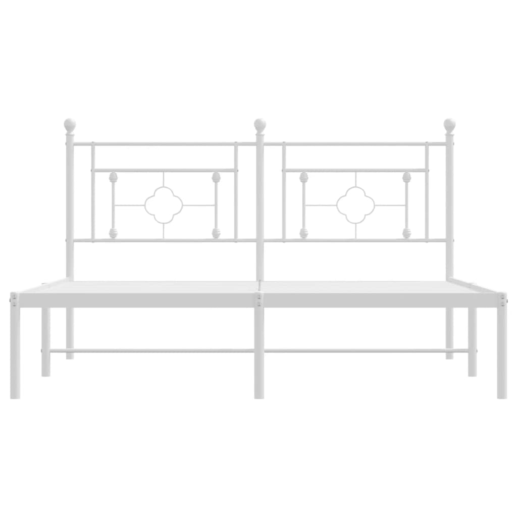 Sengeramme i metall med sengegavl hvit 150x200 cm