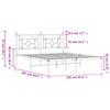 Sengeramme i metall med sengegavl hvit 150x200 cm