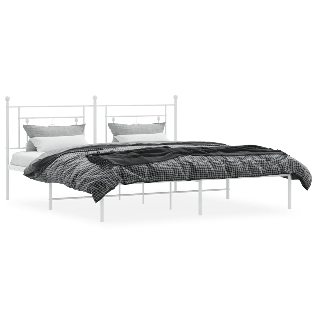 Sengeramme i metall med hodegavl hvit 183x213 cm