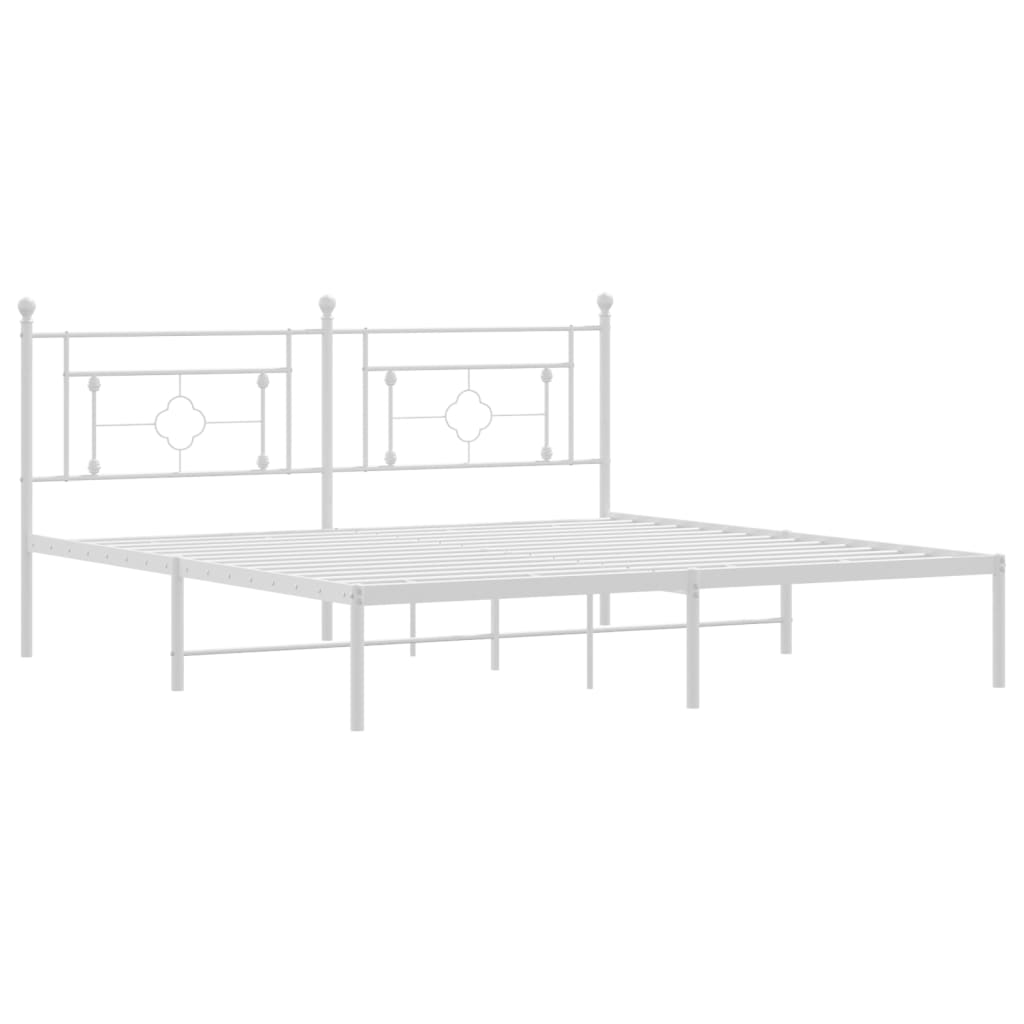 Sengeramme i metall med hodegavl hvit 183x213 cm