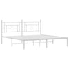 Sengeramme i metall med hodegavl hvit 183x213 cm