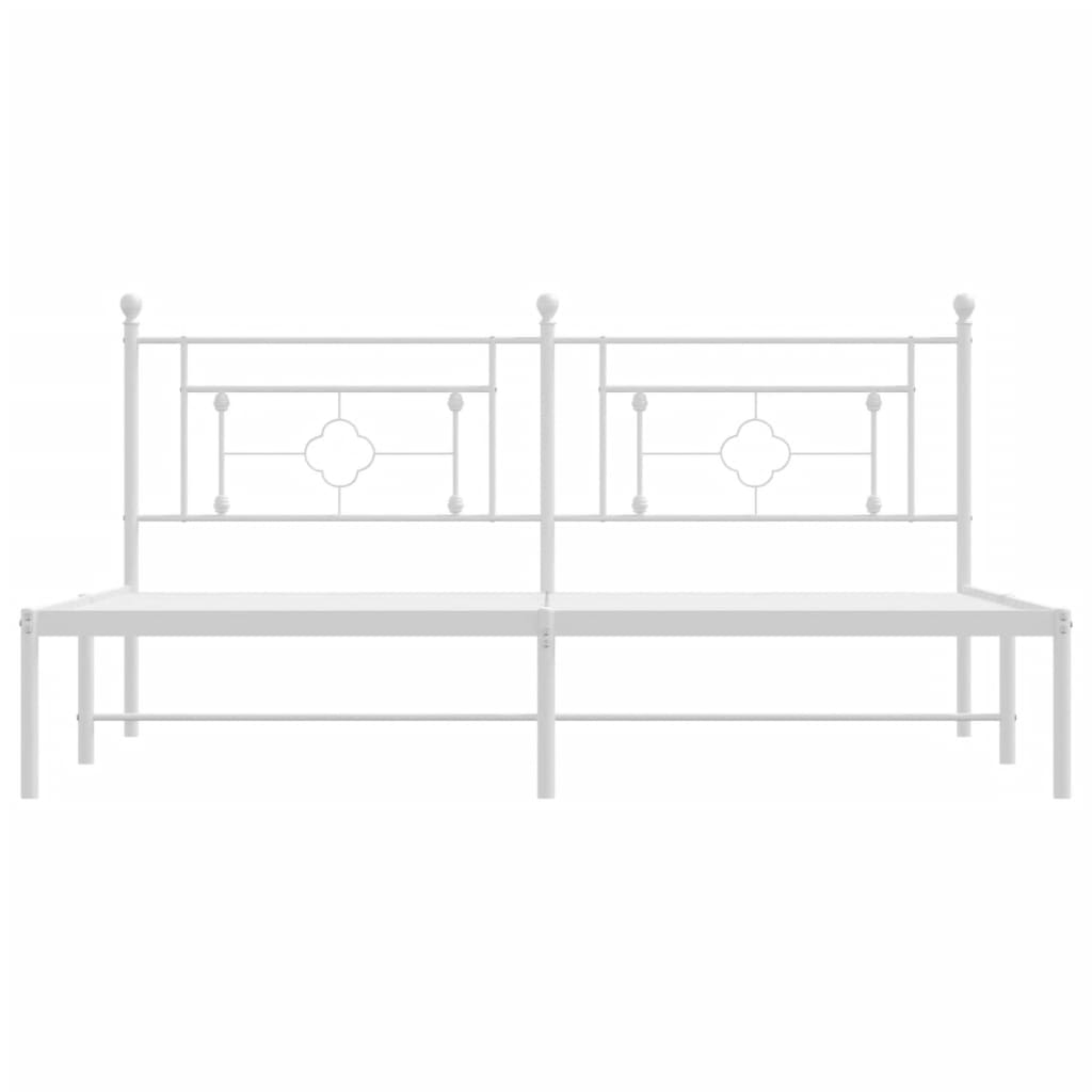 Sengeramme i metall med hodegavl hvit 183x213 cm