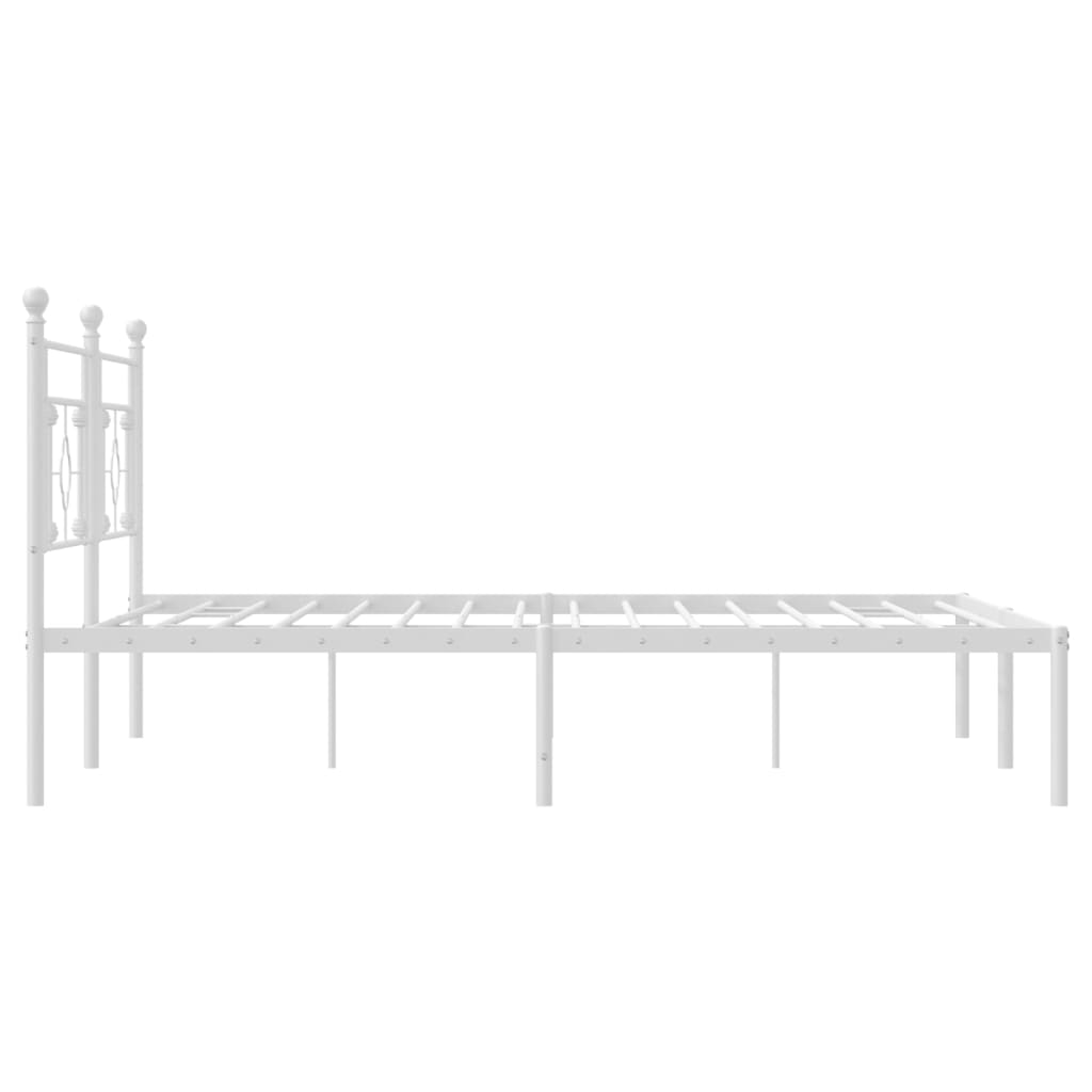 Sengeramme i metall med hodegavl hvit 183x213 cm