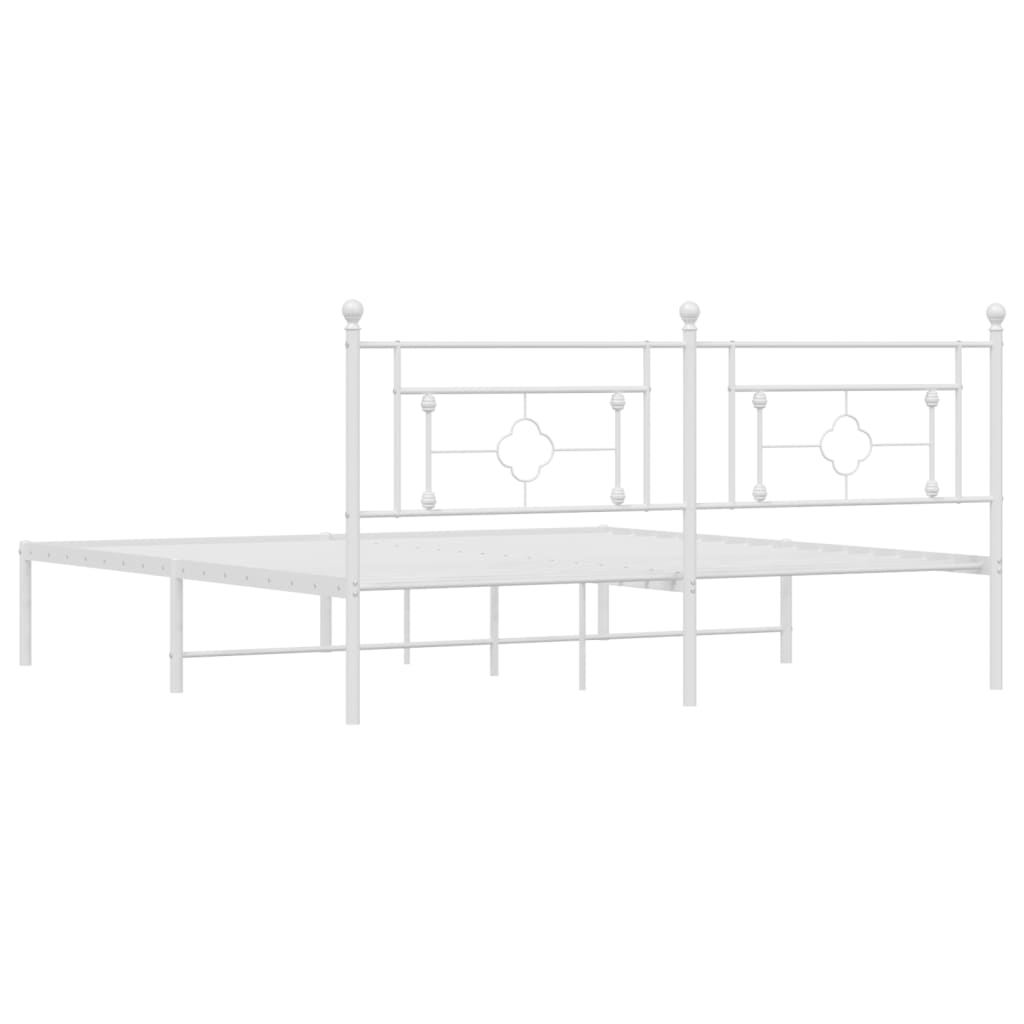 Sengeramme i metall med hodegavl hvit 183x213 cm
