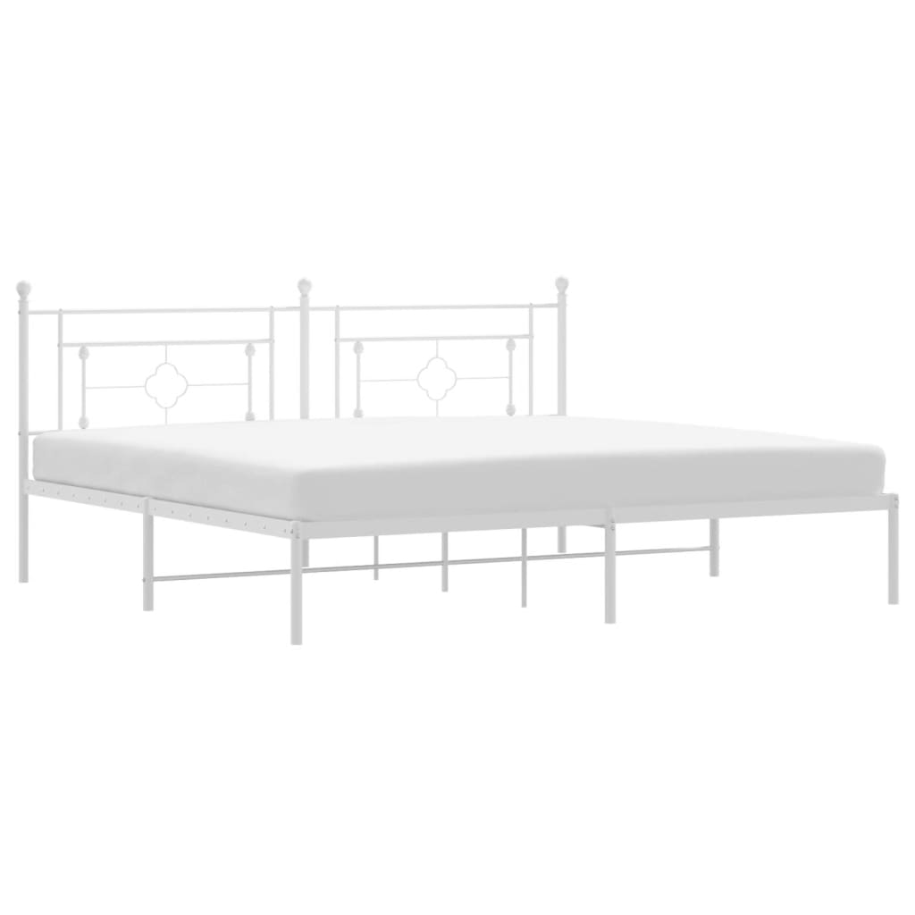 Sengeramme i metall med hodegavl hvit 193x203 cm