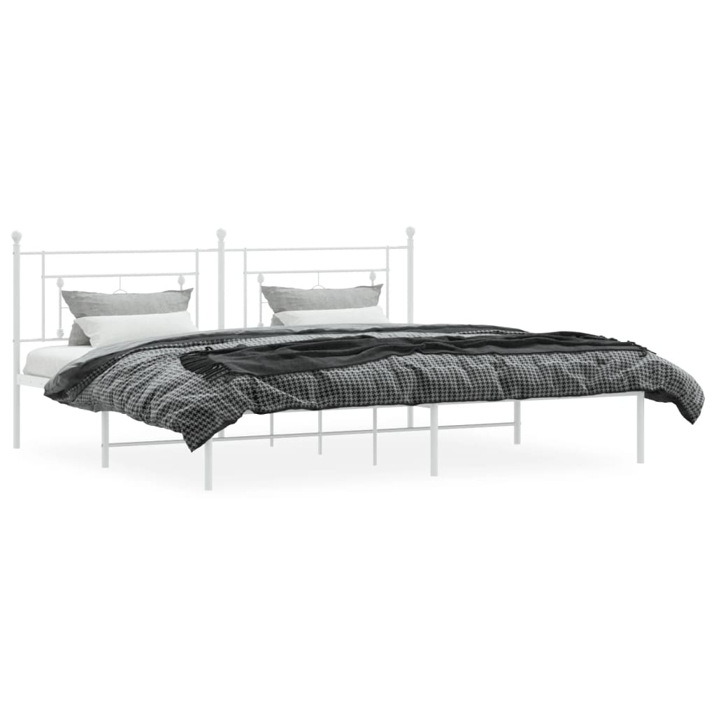 Sengeramme i metall med hodegavl hvit 193x203 cm
