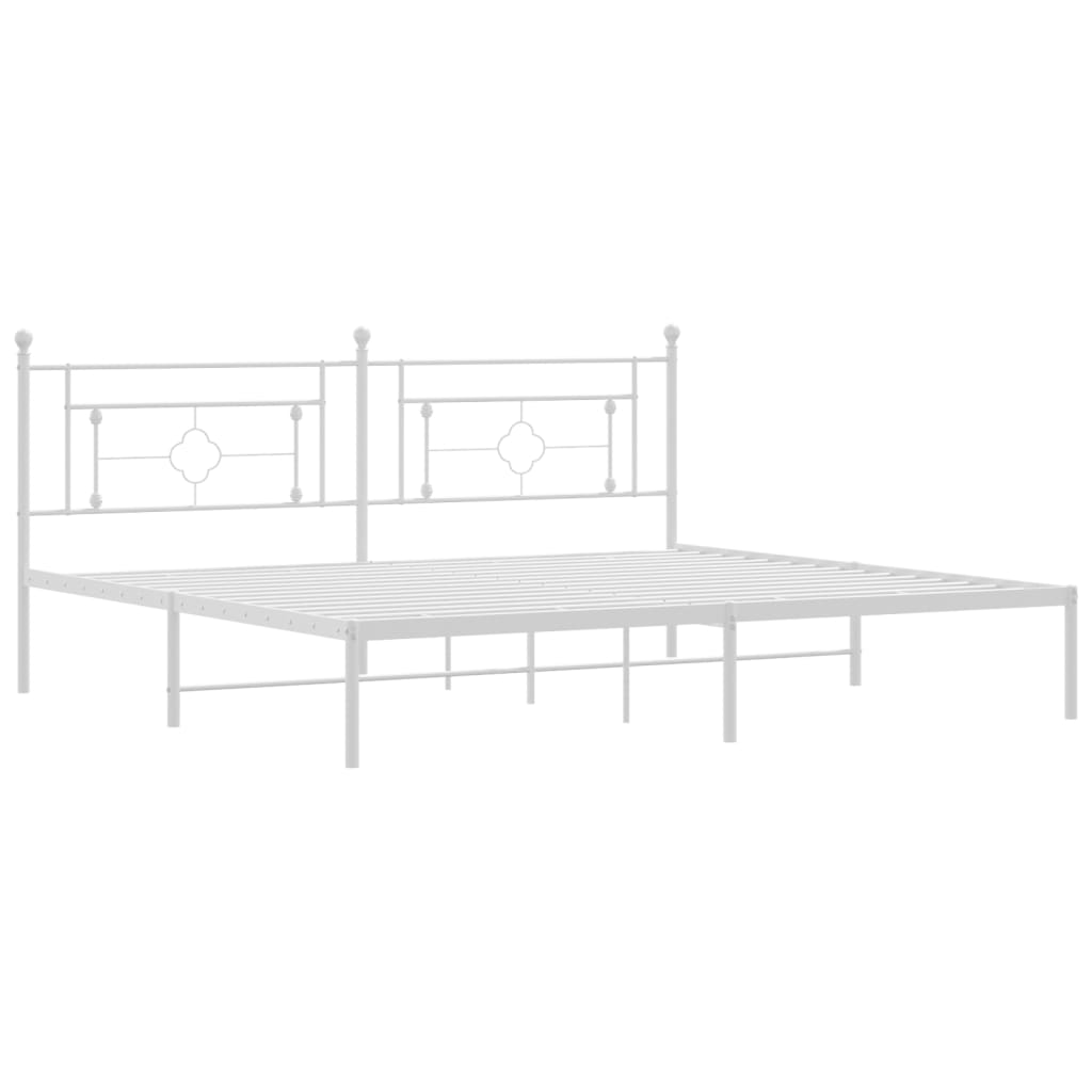 Sengeramme i metall med hodegavl hvit 193x203 cm