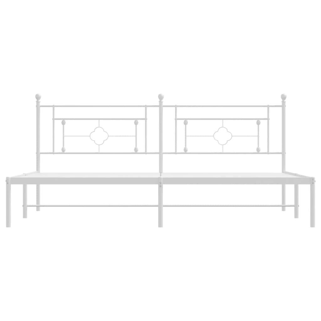 Sengeramme i metall med hodegavl hvit 193x203 cm