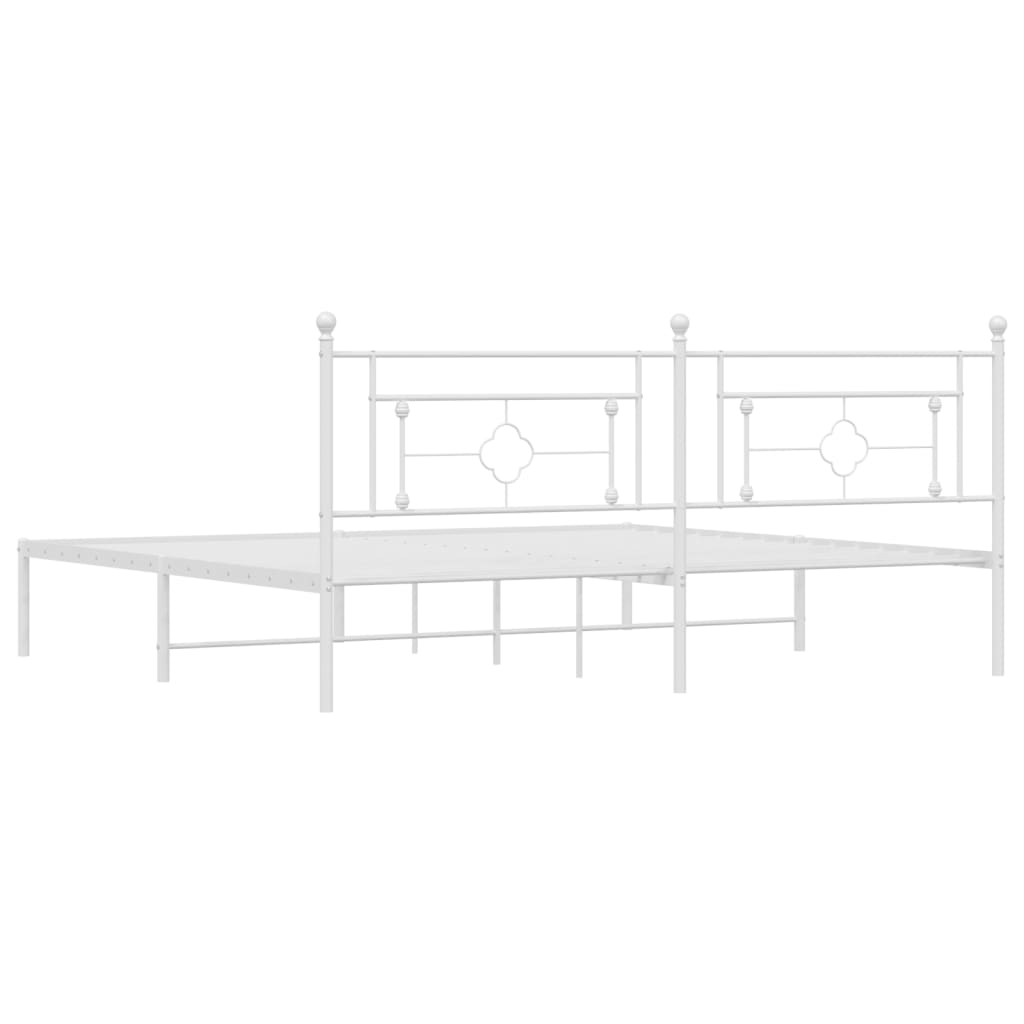Sengeramme i metall med hodegavl hvit 193x203 cm