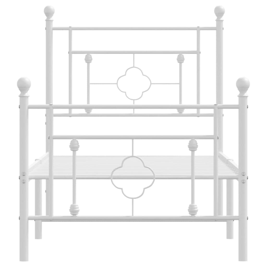 Sengeramme i metall med hode- og fotgavl hvit 75x190 cm
