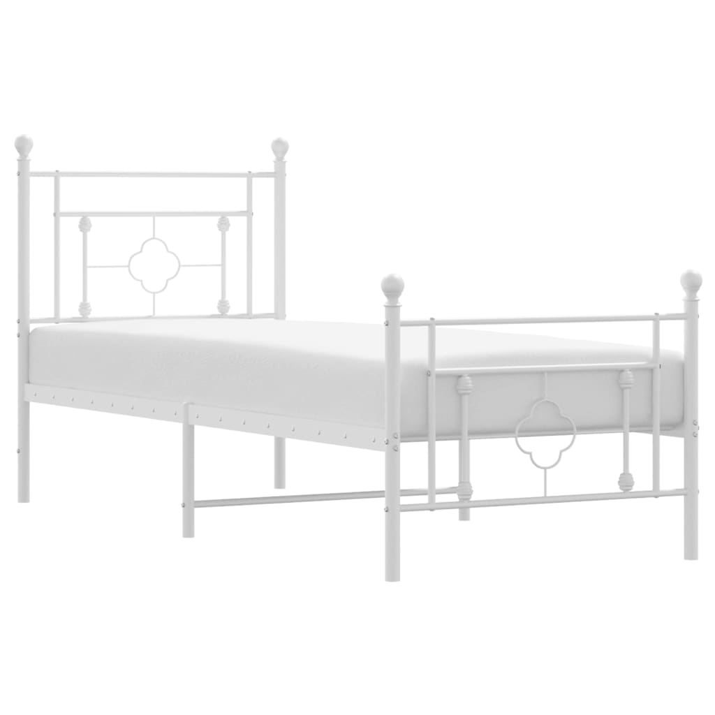 Sengeramme i metall med hode- og fotgavl hvit 80x200 cm