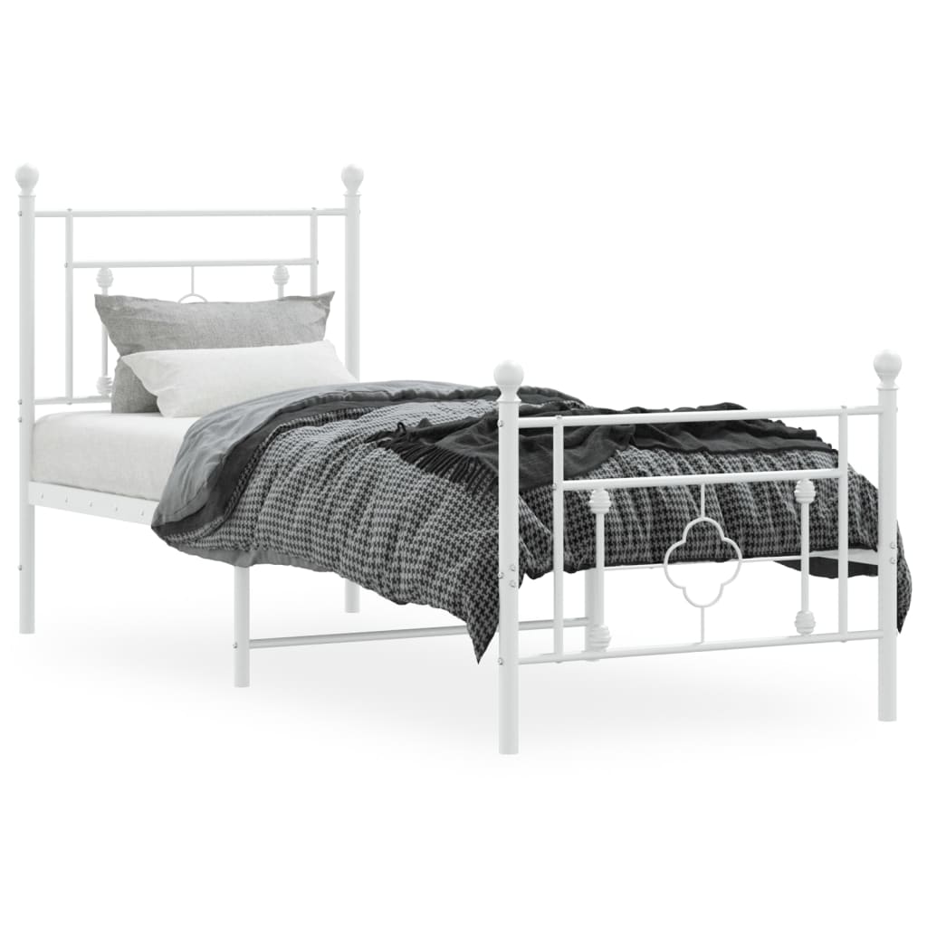 Sengeramme i metall med hode- og fotgavl hvit 80x200 cm