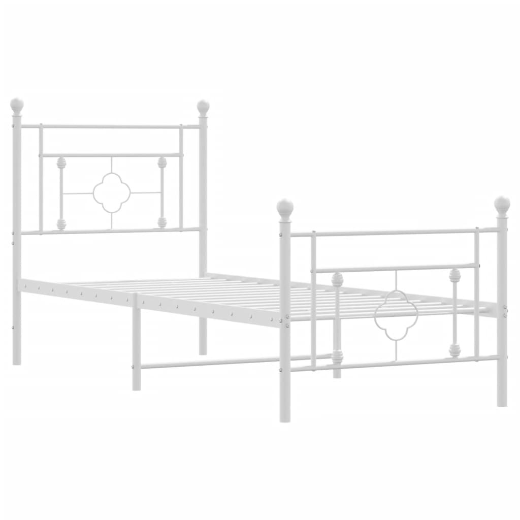Sengeramme i metall med hode- og fotgavl hvit 80x200 cm