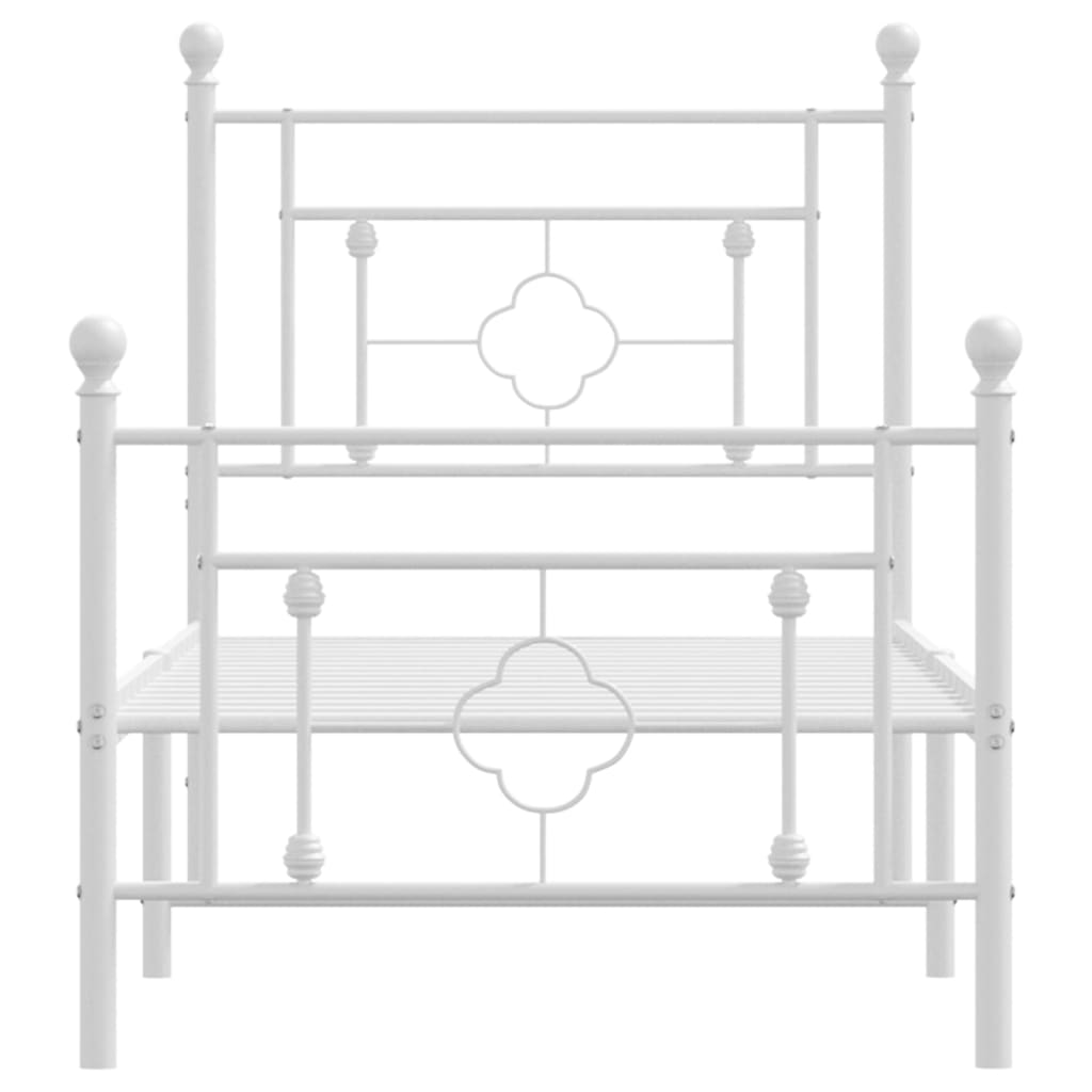 Sengeramme i metall med hode- og fotgavl hvit 80x200 cm