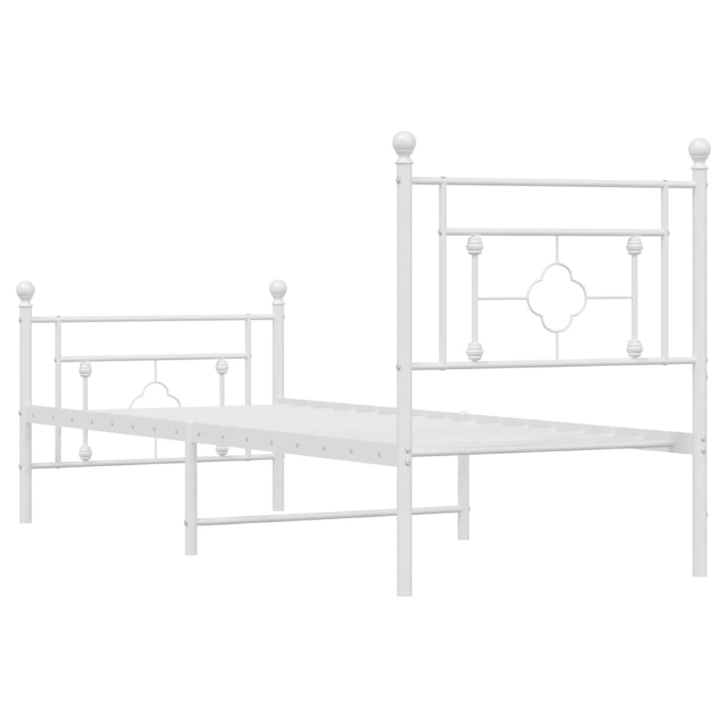Sengeramme i metall med hode- og fotgavl hvit 80x200 cm