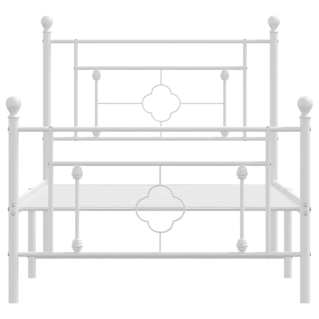 Sengeramme i metall med hode- og fotgavl hvit 100x190 cm