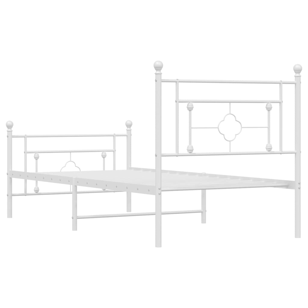 Sengeramme i metall med hode- og fotgavl hvit 100x190 cm