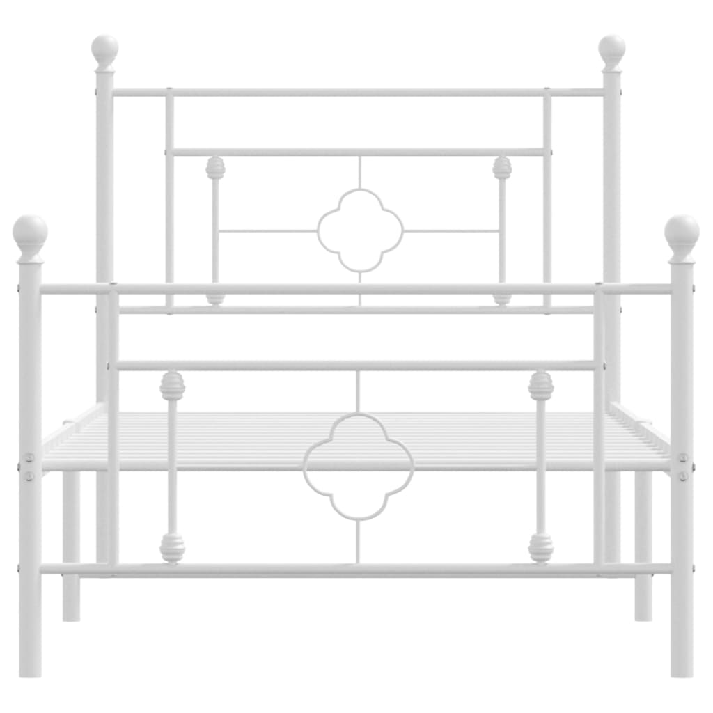 Sengeramme i metall med hode- og fotgavl hvit 100x200 cm