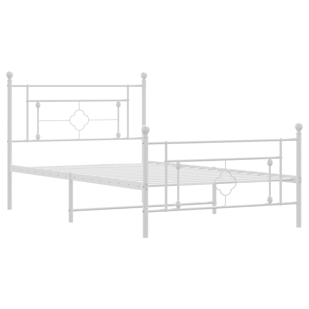 Sengeramme i metall med hode- og fotgavl hvit 107x203 cm