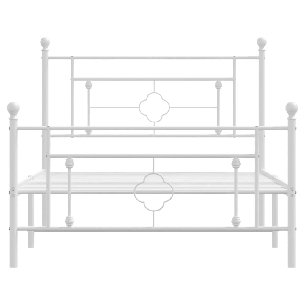 Sengeramme i metall med hode- og fotgavl hvit 107x203 cm