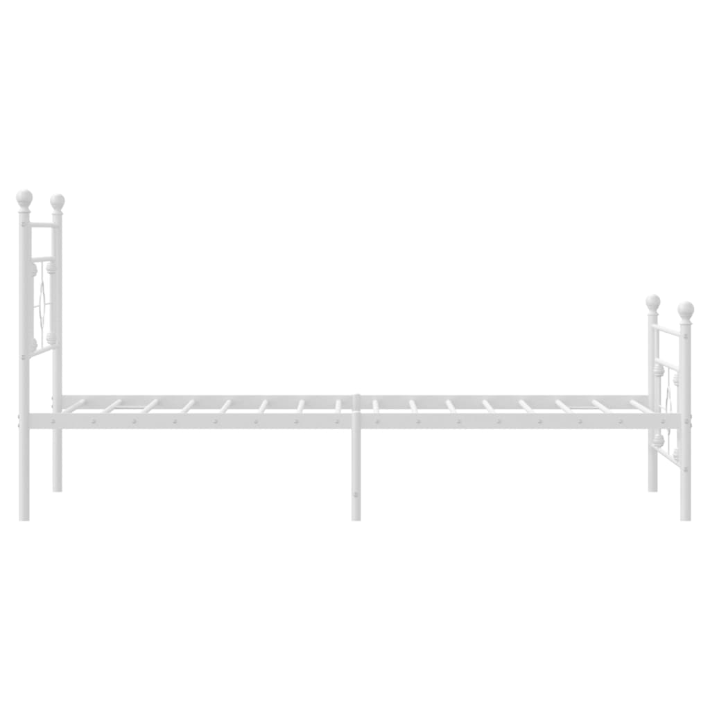 Sengeramme i metall med hode- og fotgavl hvit 107x203 cm