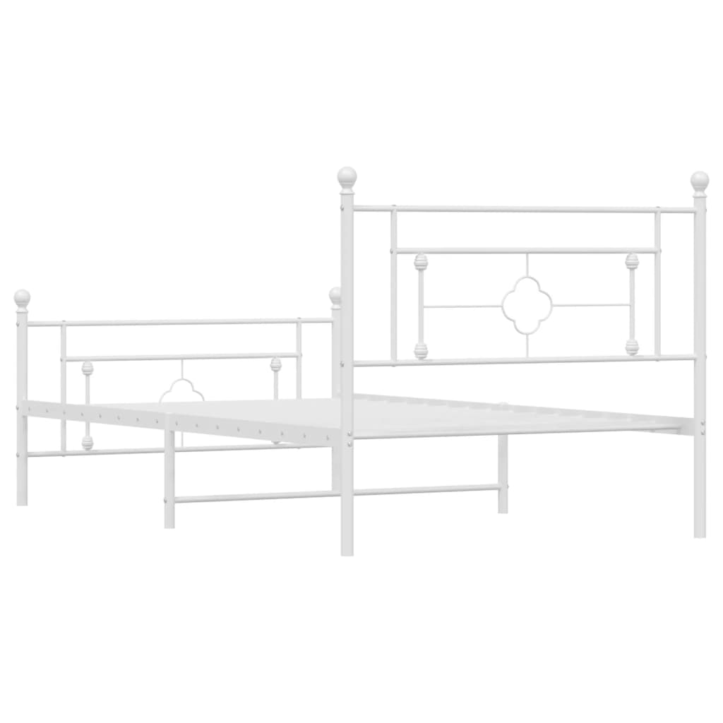 Sengeramme i metall med hode- og fotgavl hvit 107x203 cm