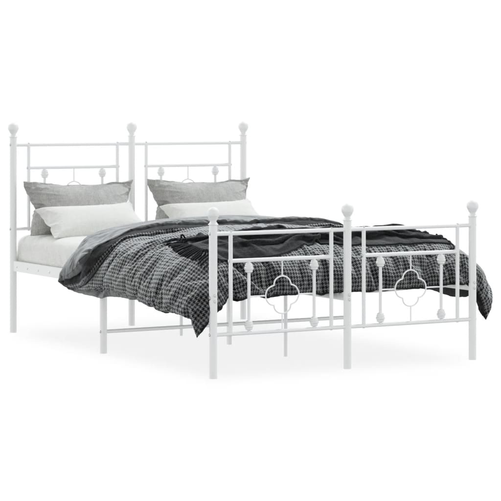 Sengeramme i metall med hode- og fotgavl hvit 120x190 cm