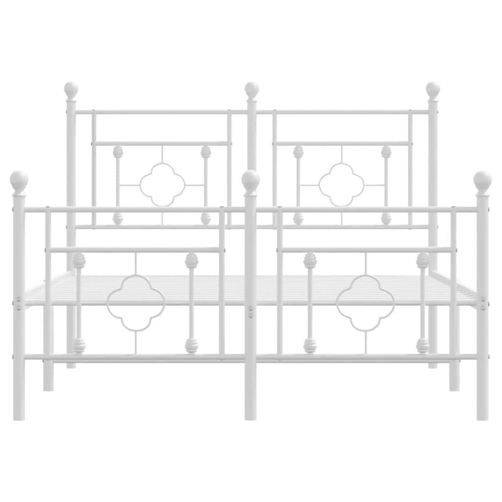 Sengeramme i metall med hode- og fotgavl hvit 120x200 cm
