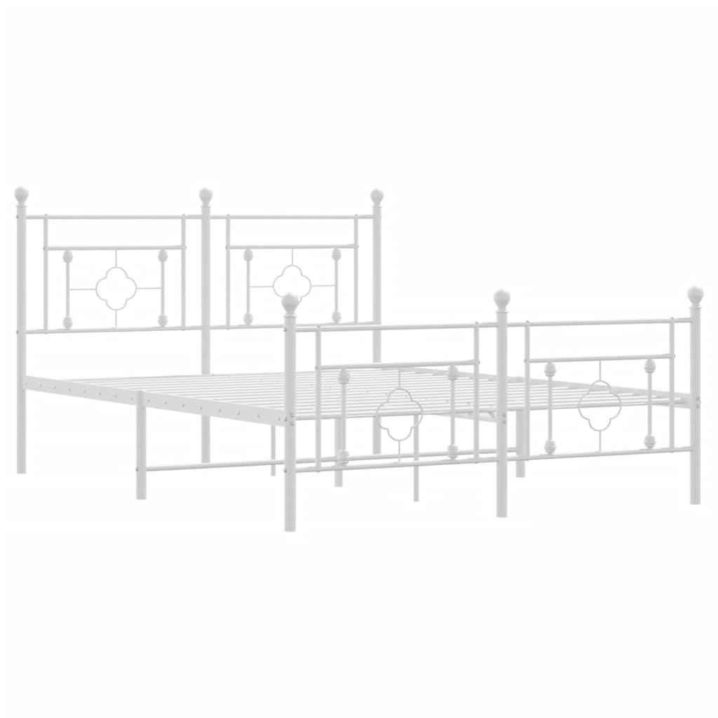 Sengeramme i metall med hode- og fotgavl hvit 140x190 cm