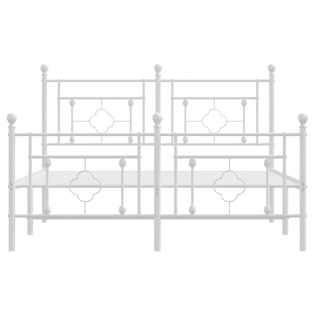Sengeramme i metall med hode- og fotgavl hvit 140x190 cm