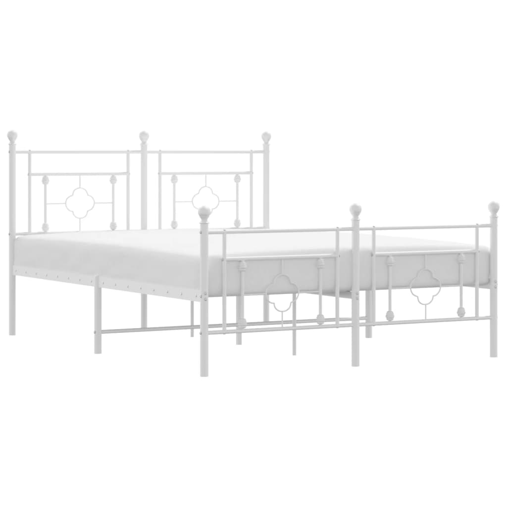 Sengeramme i metall med hode- og fotgavl hvit 140x200 cm