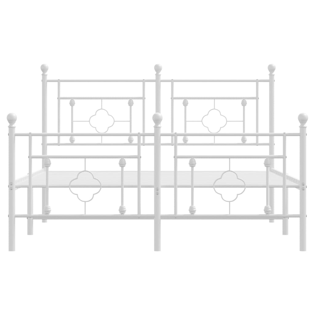 Sengeramme i metall med hode- og fotgavl hvit 140x200 cm