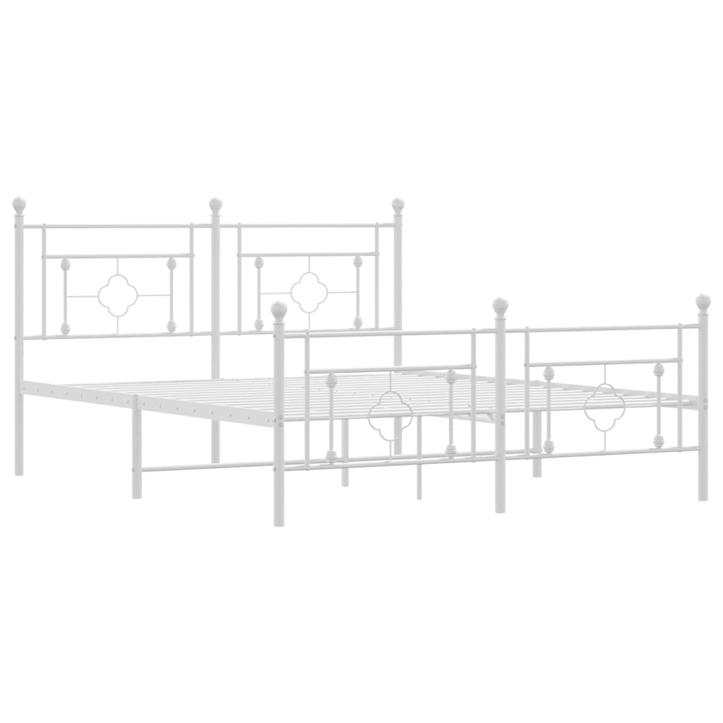 Sengeramme i metall med hode- og fotgavl hvit 150x200 cm