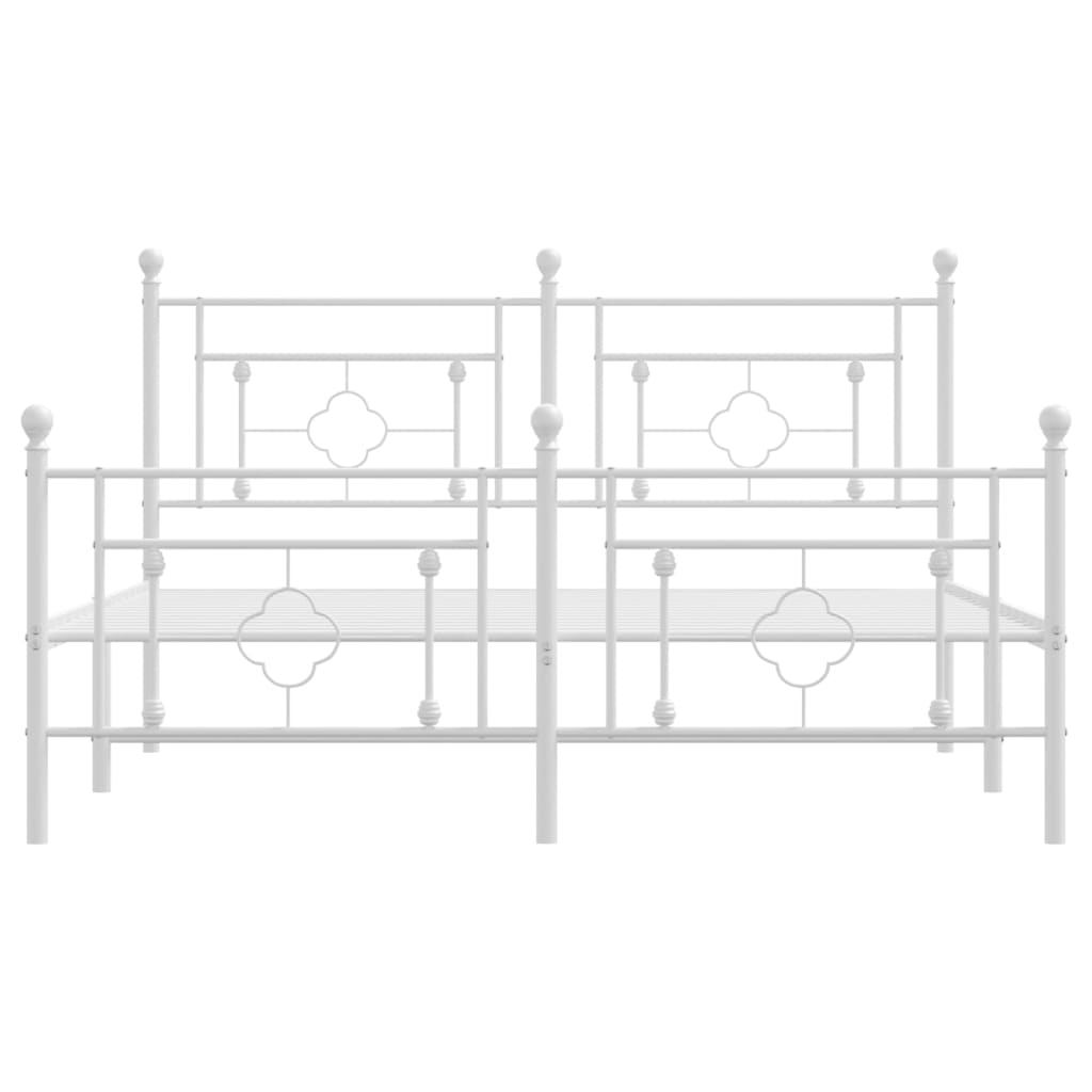 Sengeramme i metall med hode- og fotgavl hvit 150x200 cm