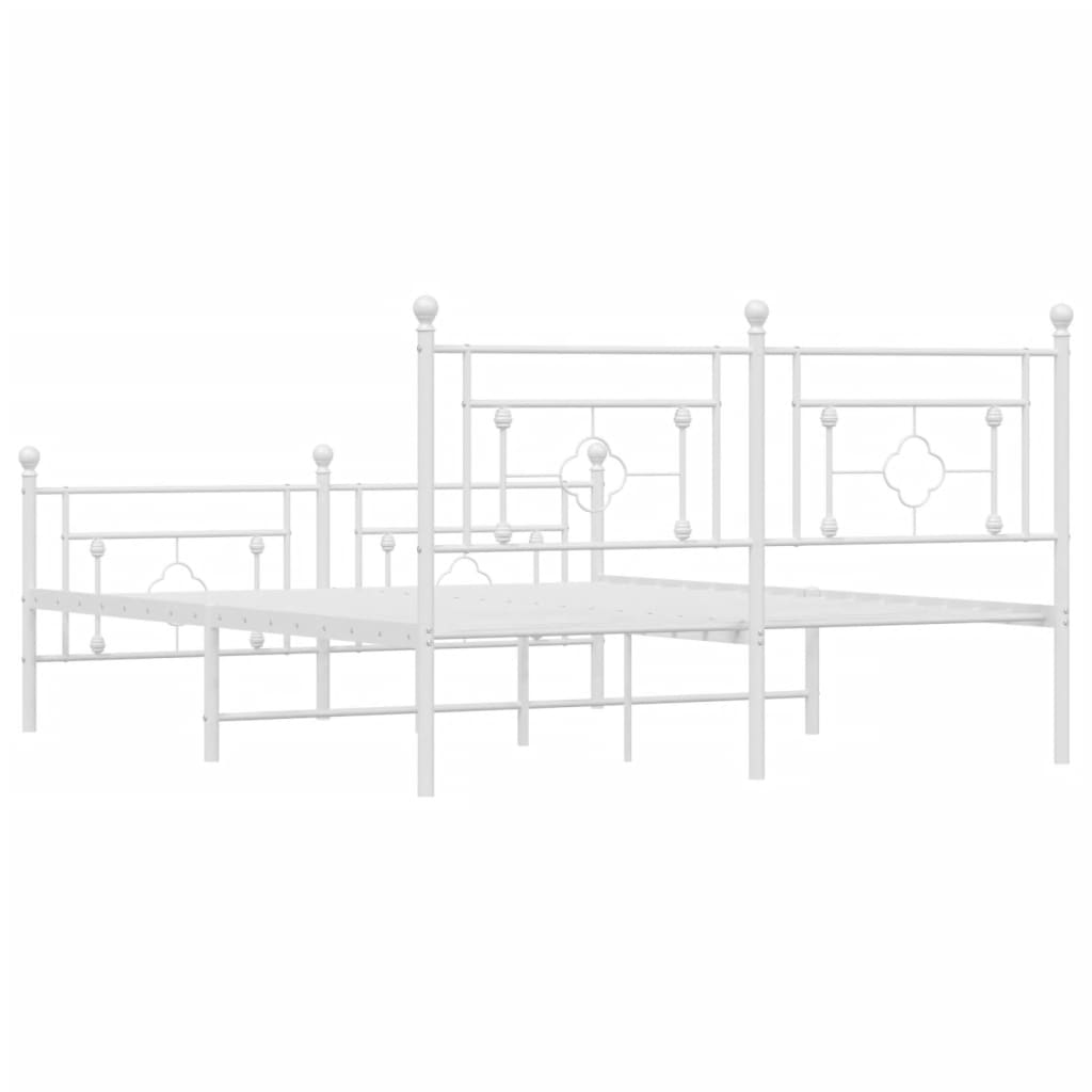 Sengeramme i metall med hode- og fotgavl hvit 150x200 cm