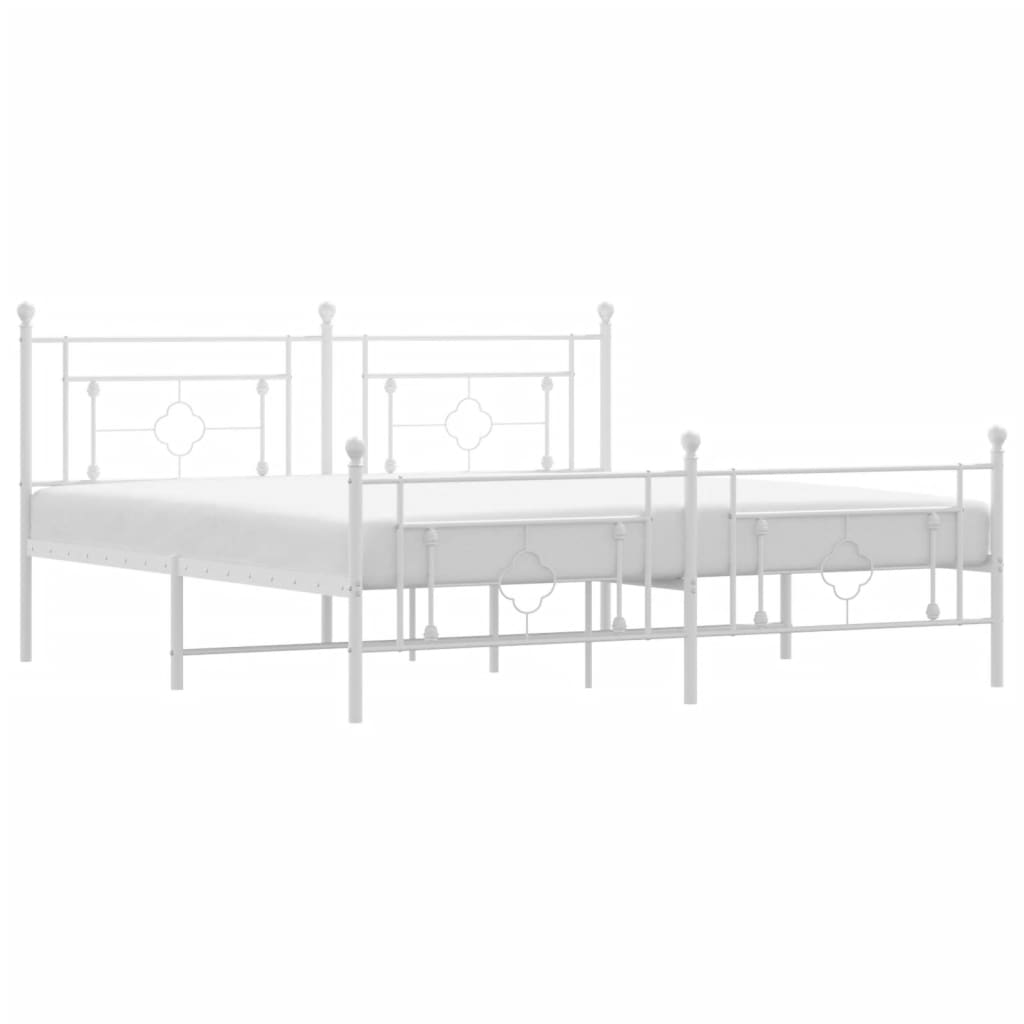 Sengeramme i metall med hode- og fotgavl hvit 183x213 cm